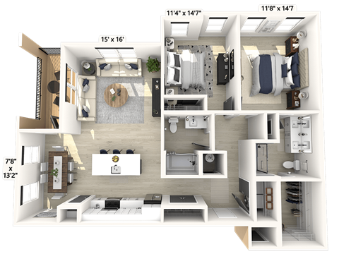 2 bed 2 bath B at Luxe 360 on Centerpointe Apartments, Midlothian, 23114